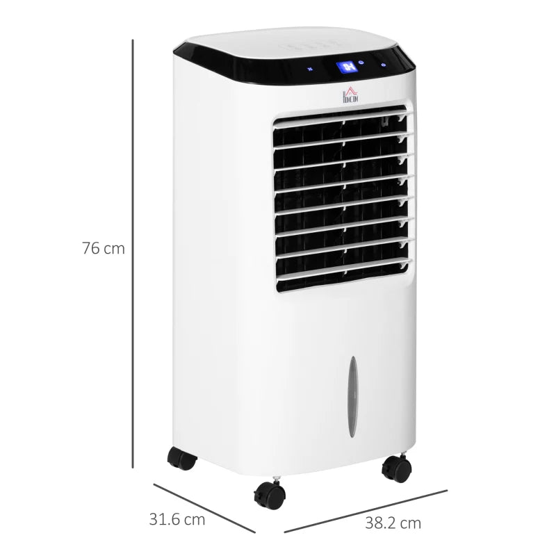 White Portable Evaporative Air Cooler with Anion Ice Cooling and Humidifier