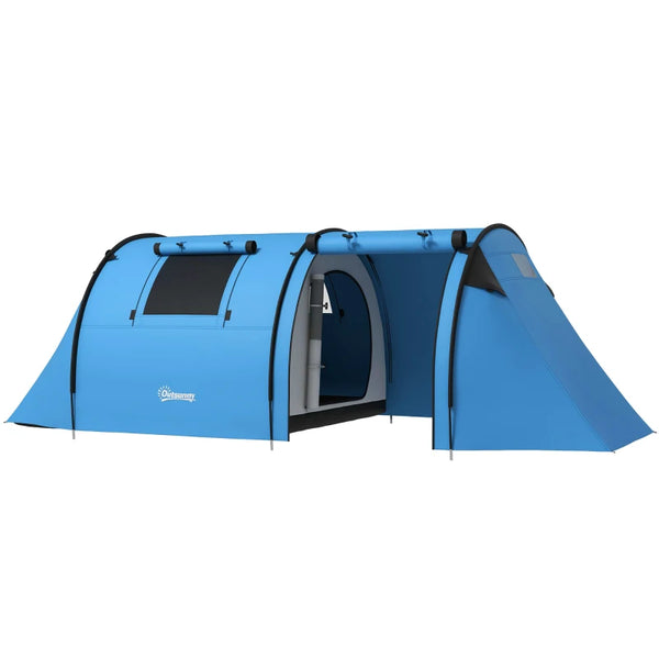 4-Person Sky Blue Tunnel Tent with Accessories