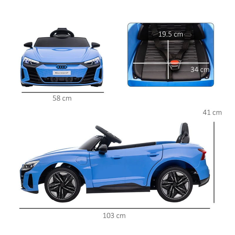 Blue Audi Licensed 12V Kids Electric Ride-On Car with Remote Control