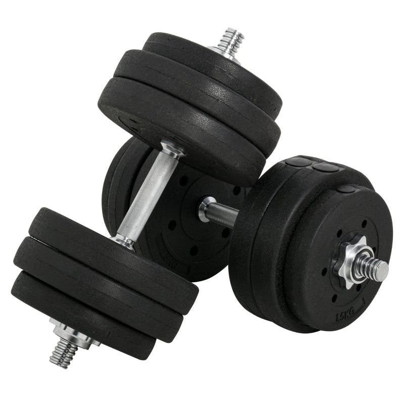 Adjustable 30KG Black Dumbbells Set for Home Gym Fitness