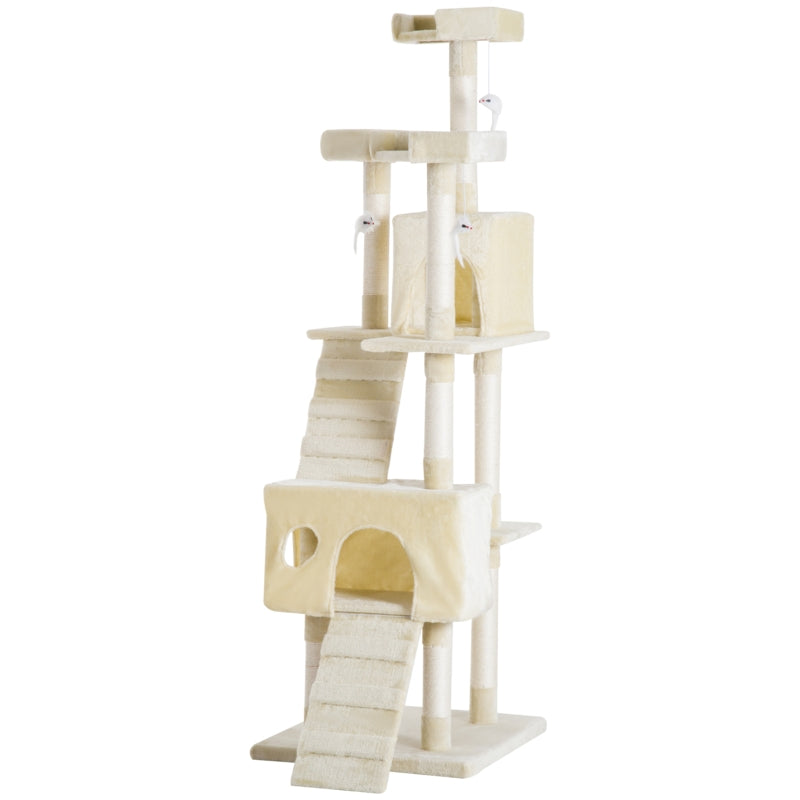 Beige Cat Scratching Post Tower - 27L×27W×28.5H cm