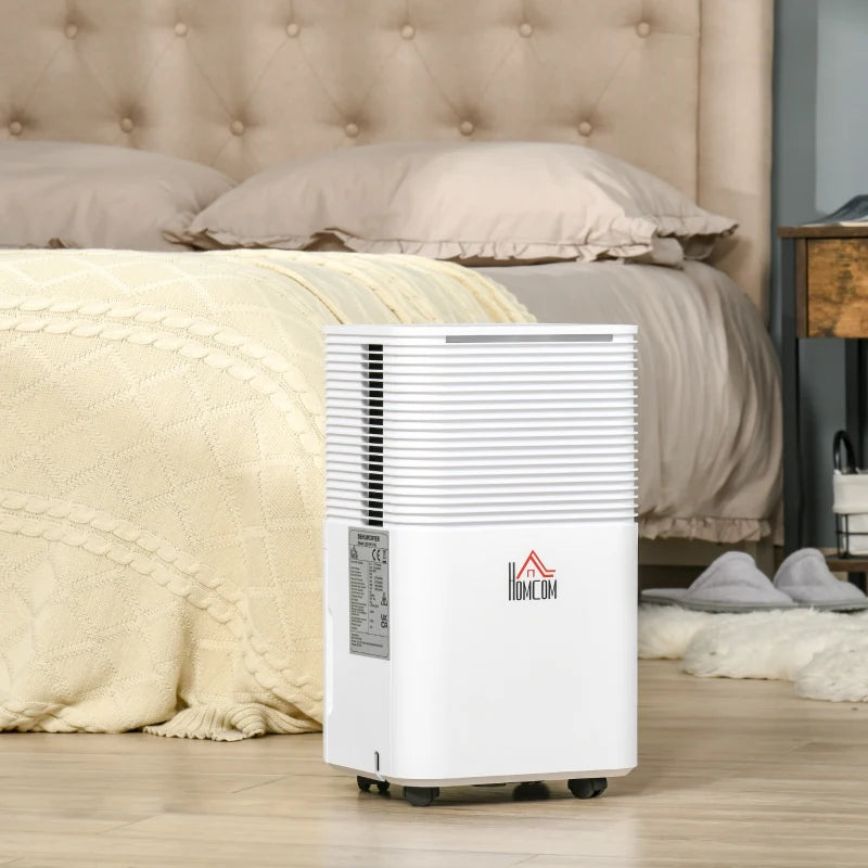 Portable Quiet 12L/Day Dehumidifier - Electric Moisture Air De-Humidifier (White)