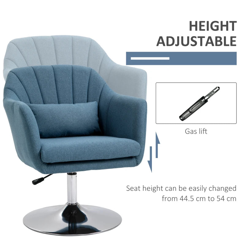 Blue Swivel Accent Chair with Adjustable Height and Lumbar Support