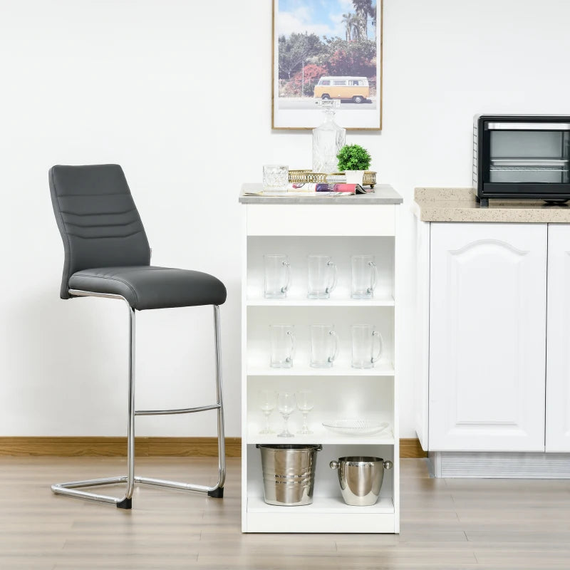 Grey 4-Tier Storage Shelf Bar Table