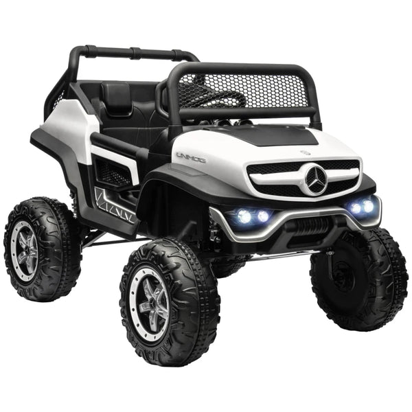 White Kids Electric Ride-On Mercedes Unimog Car with Remote Control