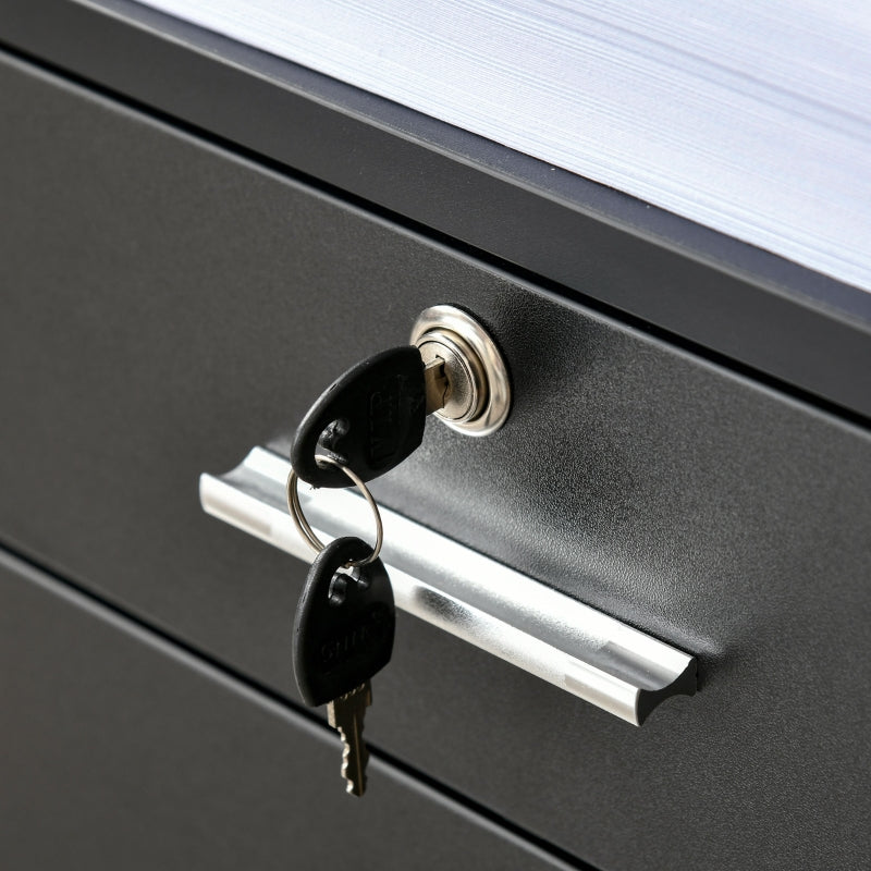 Black 2-Drawer Lockable Filing Cabinet on Wheels