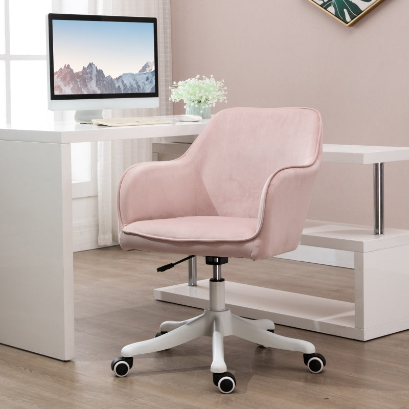 Velvet Pink Office Chair with Massage Lumbar Pillow