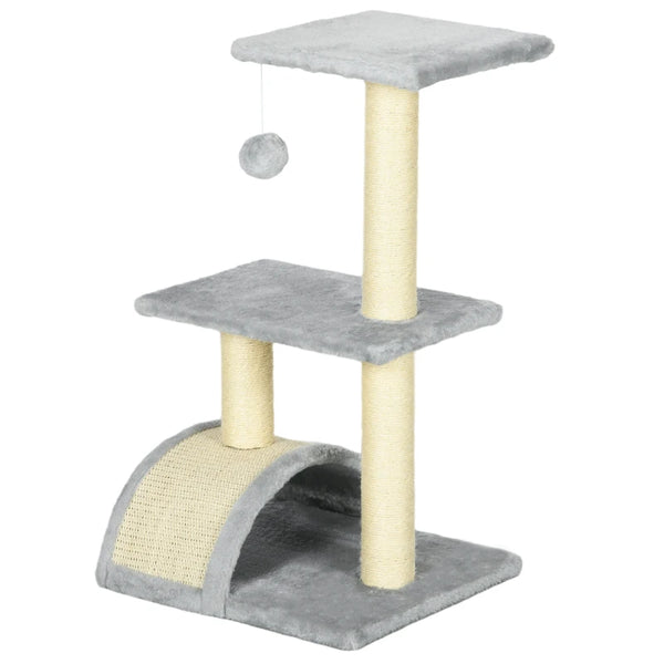 72cm Cat Tree with Scratching Post & Pad - Light Grey