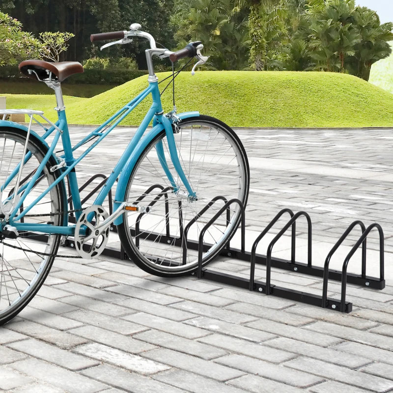 Black Bike Parking Rack for Floor or Wall Mount - 6 Racks, 179L x 33W x 27H