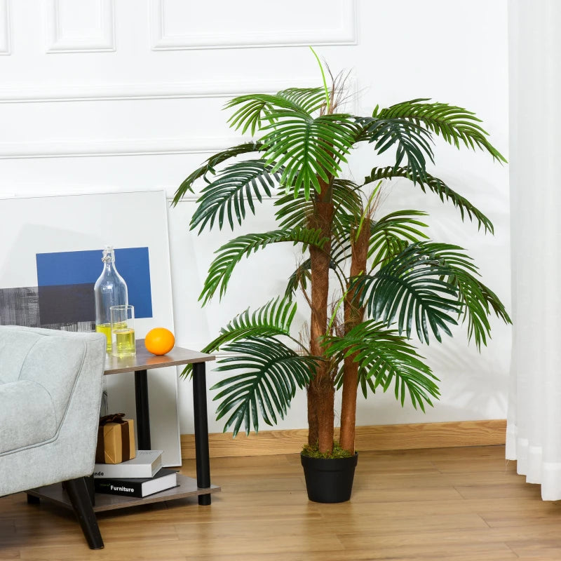 4ft Green Artificial Palm Tree Plant with 19 Leaves - Indoor/Outdoor Decor