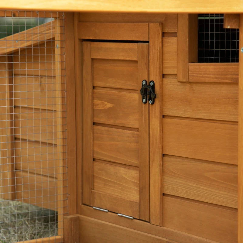 Yellow Wooden Chicken Coop with Run and Nesting Box - 180 x 92 x 78 cm