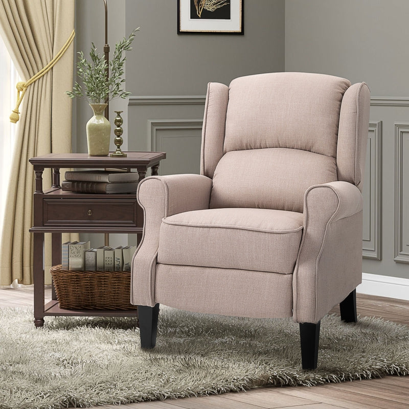 Beige Heated Massage Recliner with Footrest