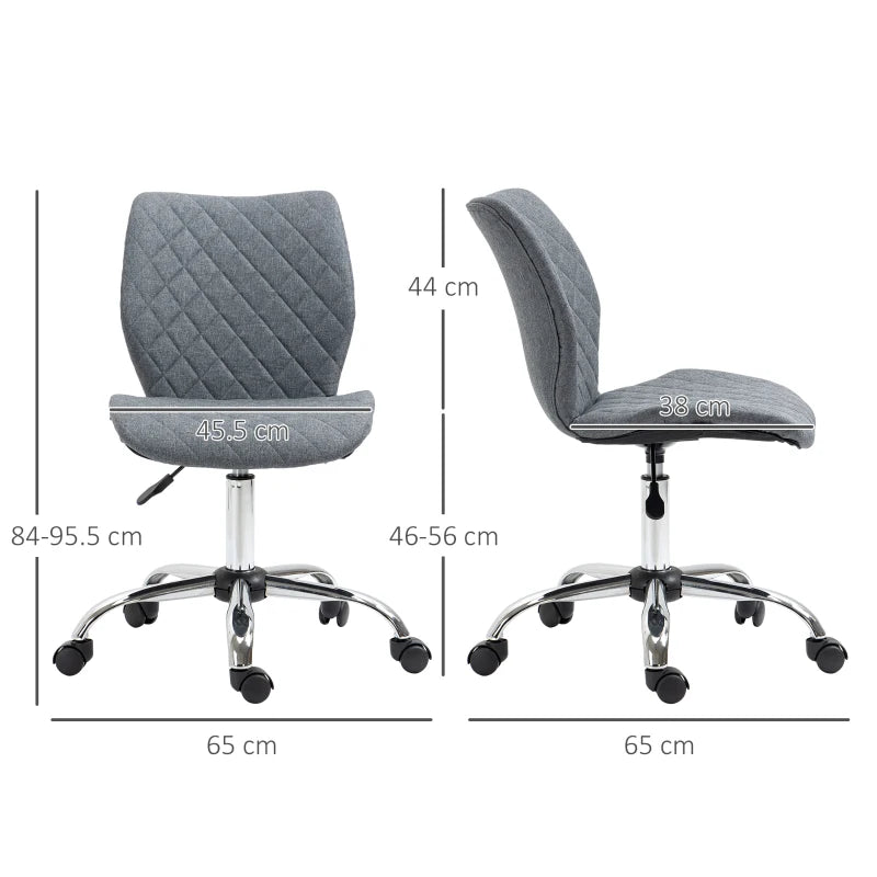 Grey Linen Fabric Swivel Desk Chair with Adjustable Height