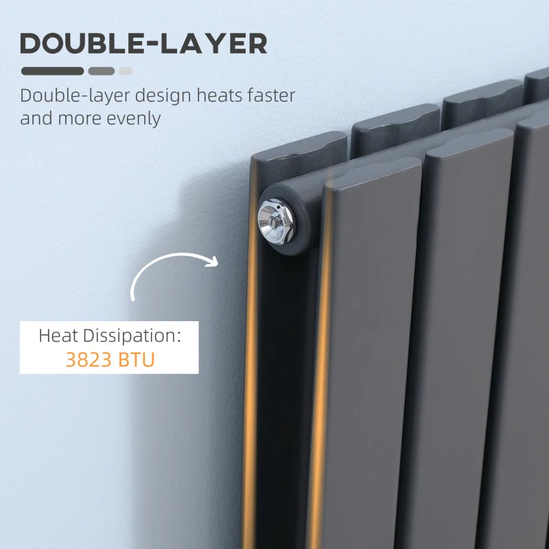 Grey 84 x 60cm Water-Filled Space Heater for Home - Quick Warm-Up Radiator