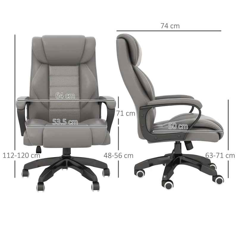 Grey High Back Executive Office Chair with Vibration Massage