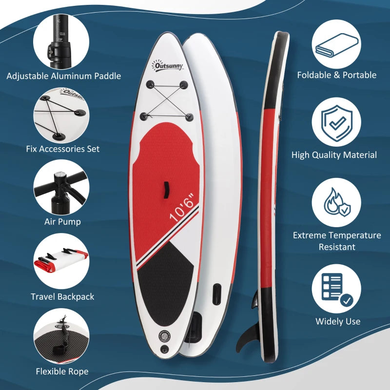 10ft White Inflatable Stand Up Paddle Board Kit - Non-Slip SUP with Accessories