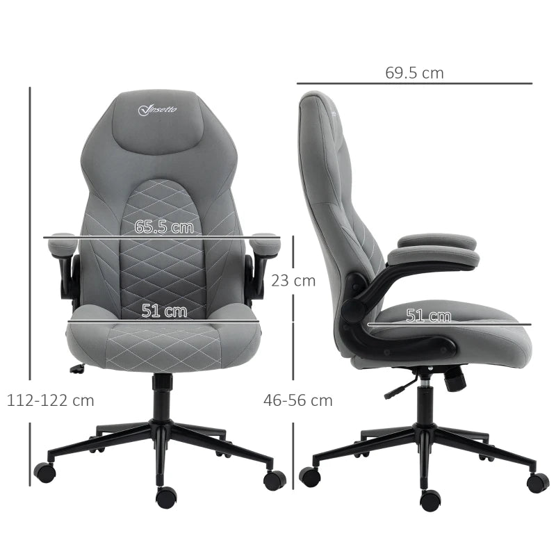 Light Grey Home Office Desk Chair with Armrests and Swivel Seat