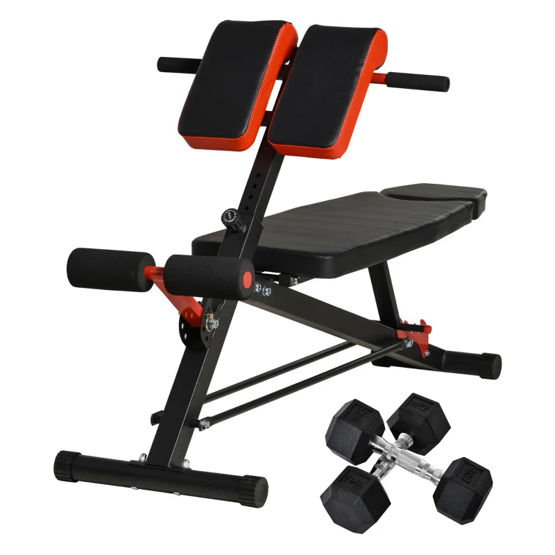 Adjustable Weight Bench Set with Dumbbells - Black