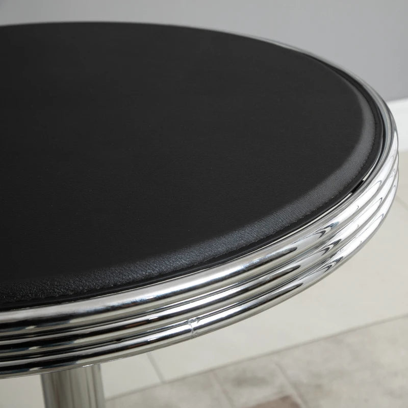 Black Round Pub Table with Adjustable Height and Footrest