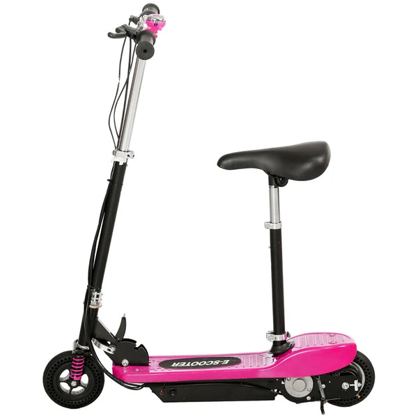 Pink Folding Electric Scooter with Warning Bell - 15km/h Speed, Ages 4-14