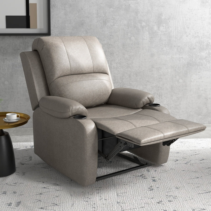 Brown Microfibre Recliner Armchair with Leg Rest and Cup Holder