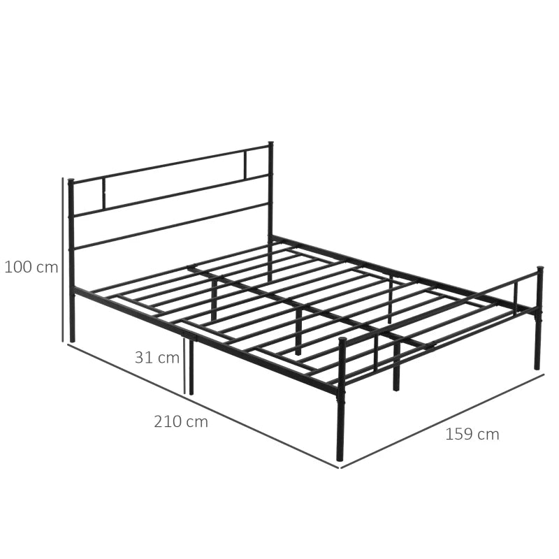 Black Metal King Bed Frame with Storage Space