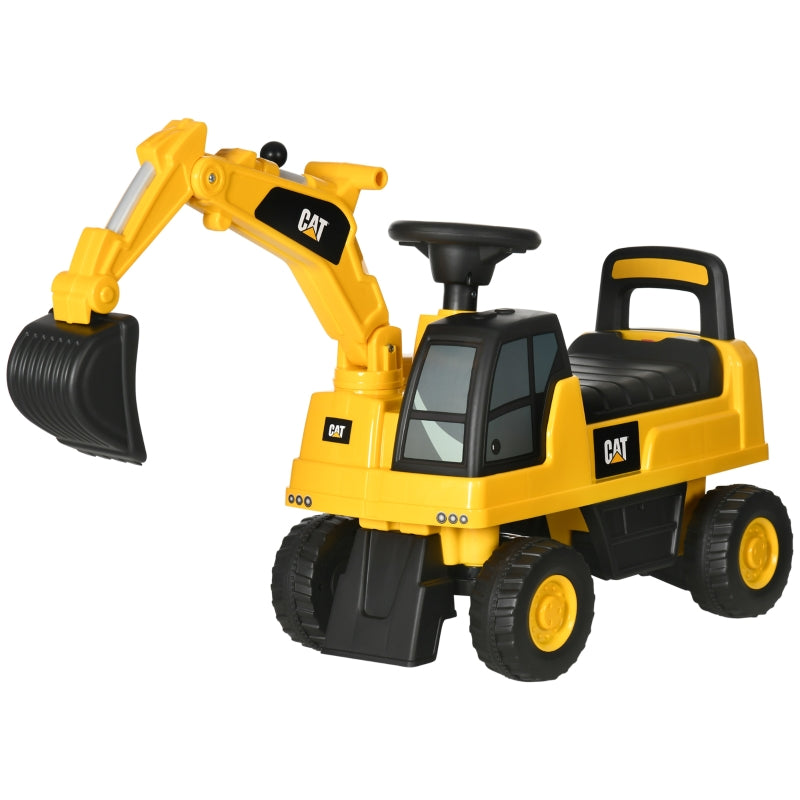 Yellow Kids Ride-On Digger Toy with Shovel & Horn for Ages 1-3