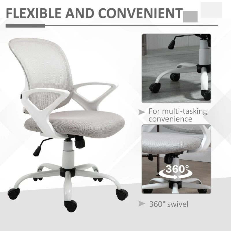 Grey Mesh Office Chair with Lumbar Support & Adjustable Height