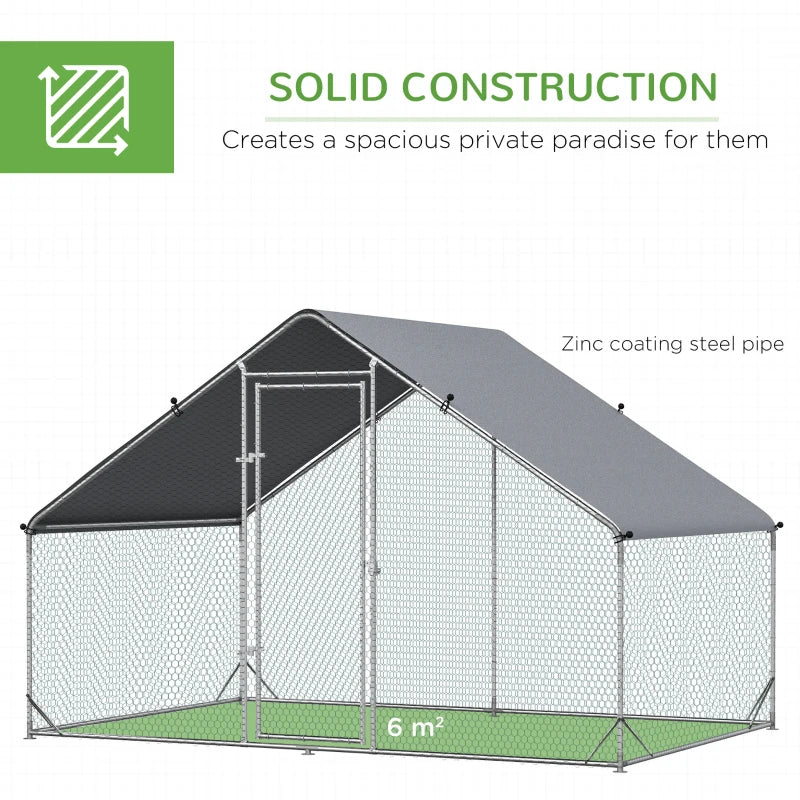 Chicken Run with Activity Shelf and Cover, 3x2x2m, Green