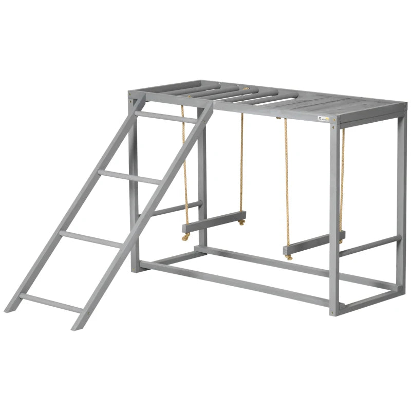 Grey Chicken Coop with Swing Set for 3-4 Chickens