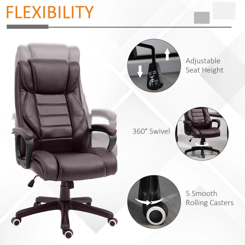 Brown High Back Executive Office Chair with Vibration Massage