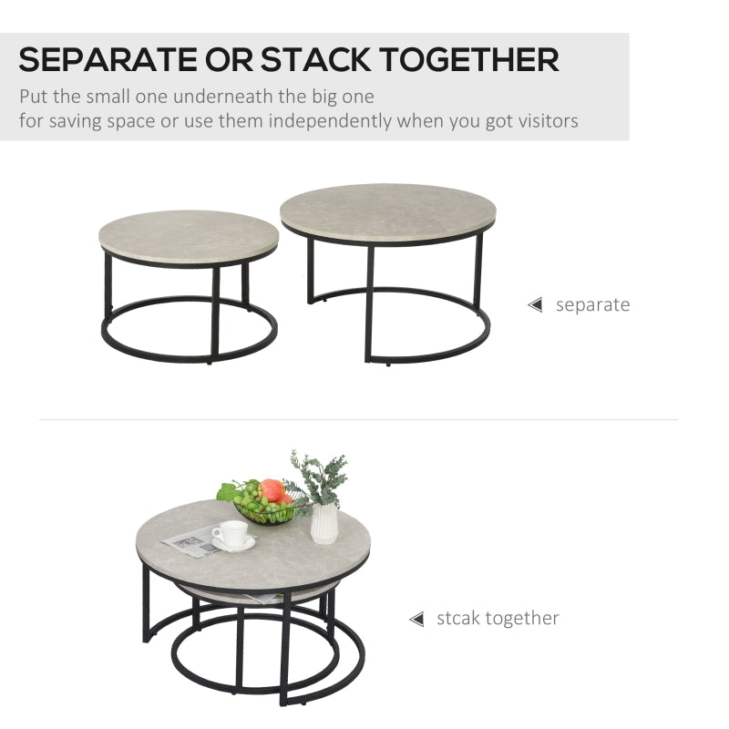 Modern Black Steel Nesting Coffee Tables Set