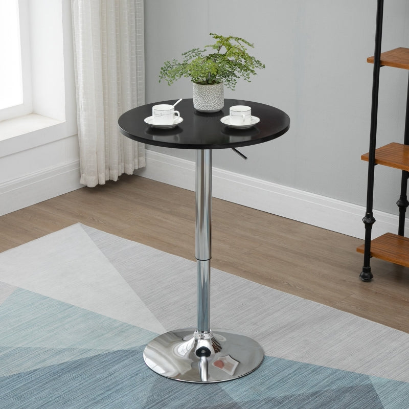 Black Round Height Adjustable Bar Table with Metal Base