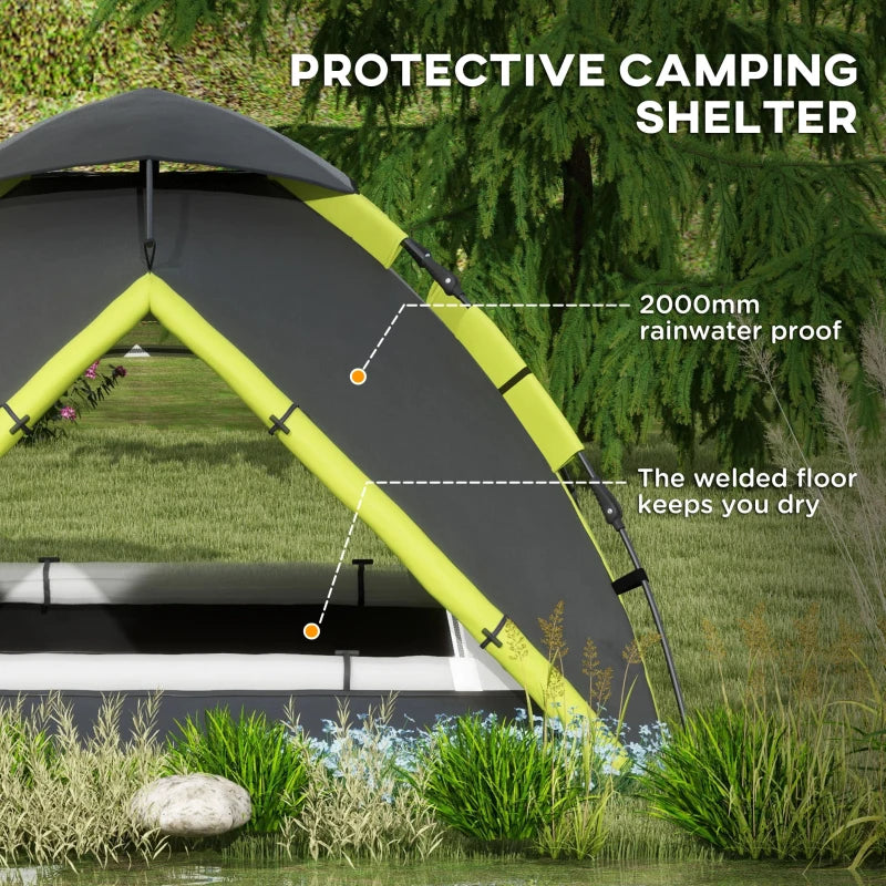 Green Two-Person Camping Tent with Accessories