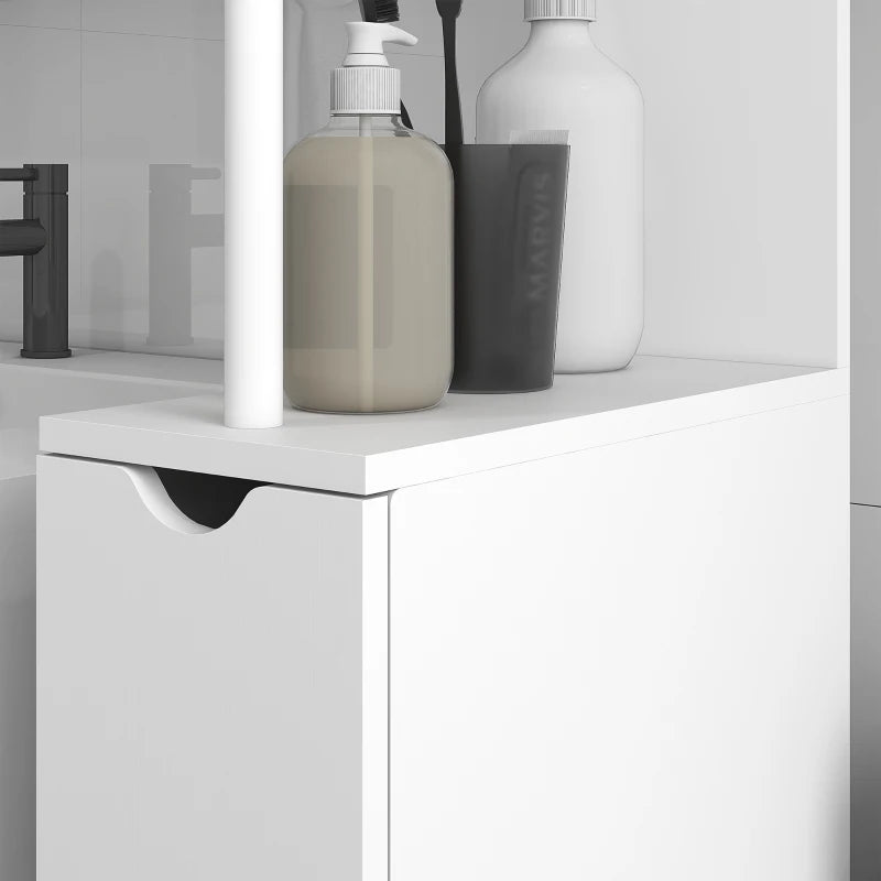 White Slim Bathroom Storage Cabinet with Drawers and 2-Tier Shelf