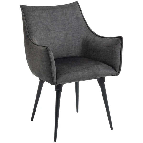 Dark Grey Steel Leg Accent Chair for Living Room and Bedroom