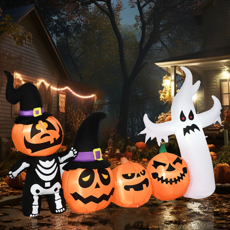 8.5ft Inflatable Halloween Ghosts & Pumpkins Display with LED Lights