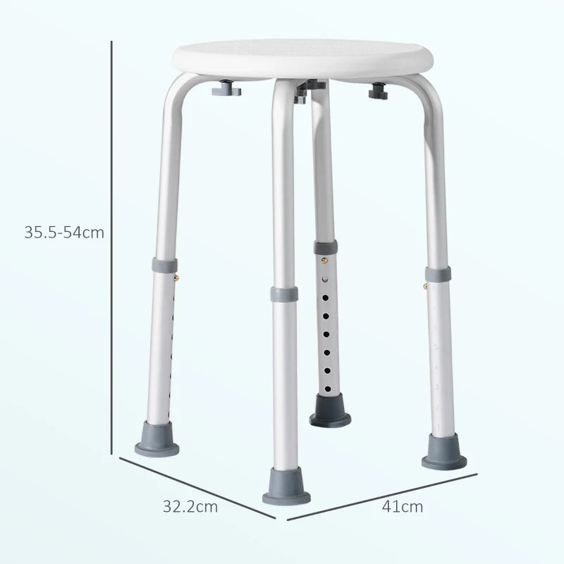 Adjustable White Bath Chair for Elderly - Safety Shower Seat