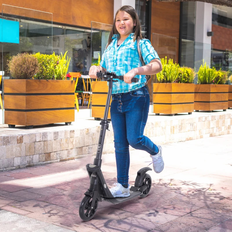 Black Urban Folding Kick Scooter with Rear Brake & Shock Absorption System