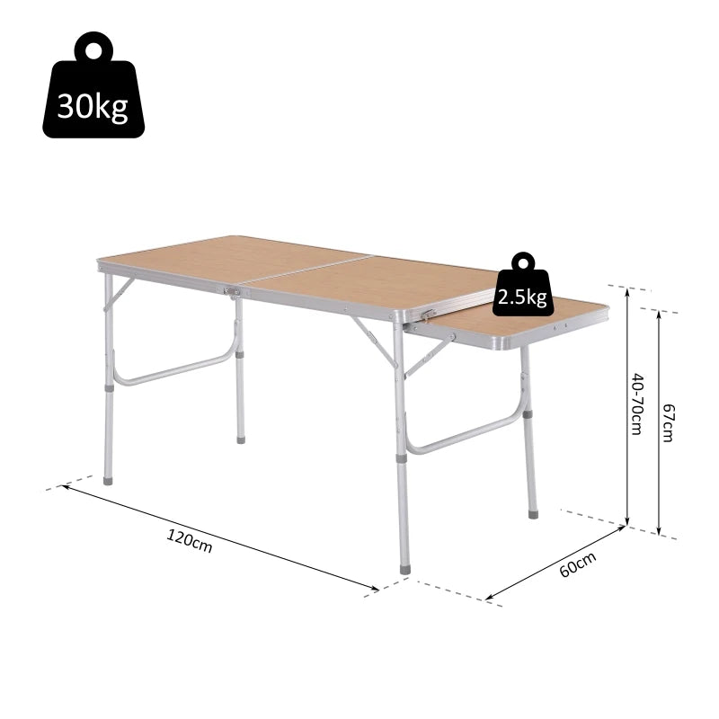 Silver 4ft Folding Outdoor Table with Aluminium Frame and MDF Top