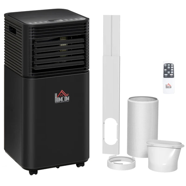 Portable 4-in-1 Air Conditioner Unit - Cooling, Dehumidifying, Ventilating - Black - 7000 BTU