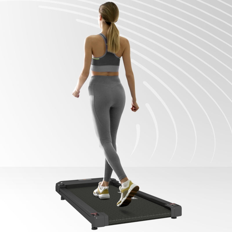 Compact Black Under Desk Treadmill with Remote Control and LED Display