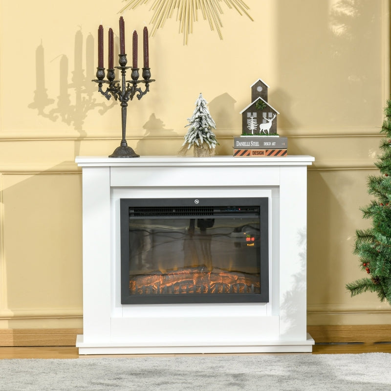 Black Electric Fireplace Heater with Remote Control and LED Flame Effect