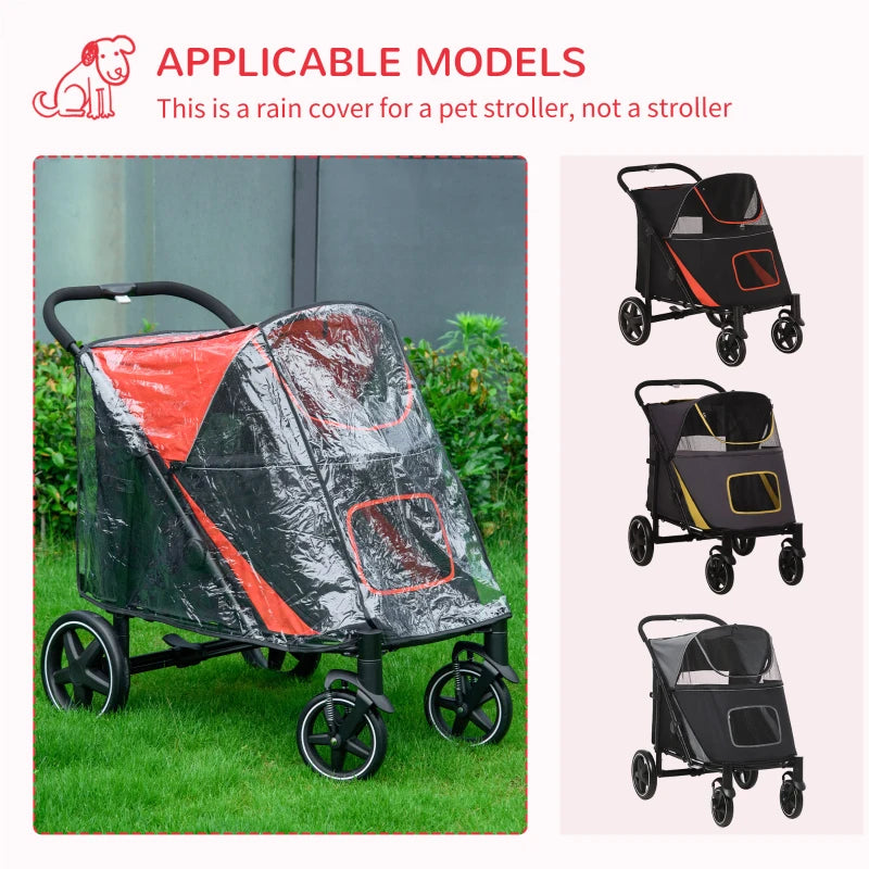 Foldable Red Pet Travel Stroller with Rain Cover for Large & Medium Dogs