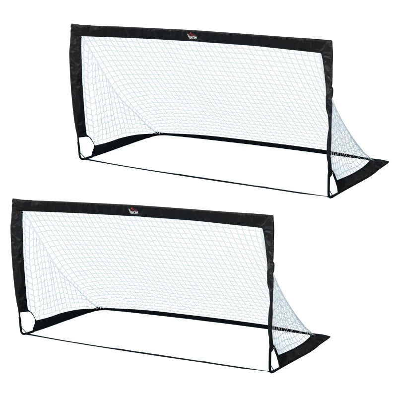 Black Foldable 6x3 ft Soccer Goal Net Set - 2 Pack