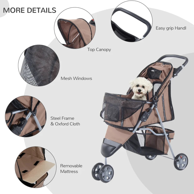 Pet Travel Stroller for Small Dogs - Coffee