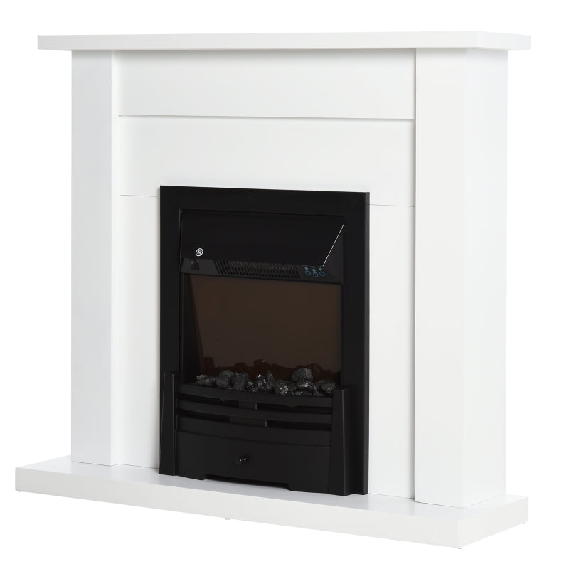 Modern Curved Electric Fireplace with LED Flames & Remote Control - Marble Stone Finish