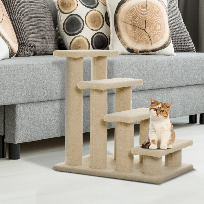 Cat Tree Ladder - Light Brown - 63.5L x 43W x 60H (cm)