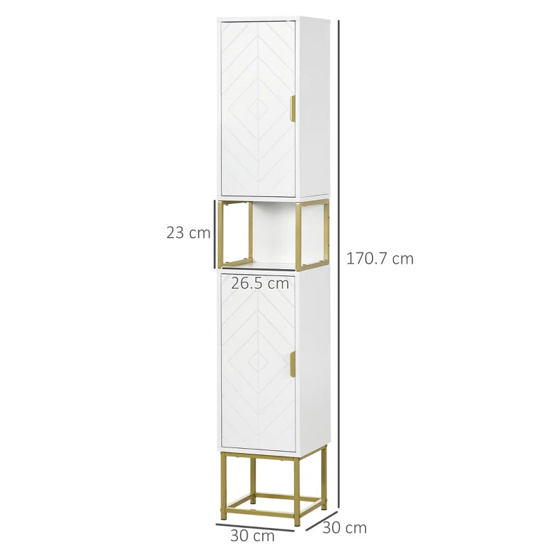 White Slim Corner Bathroom Storage Cabinet with Adjustable Shelf