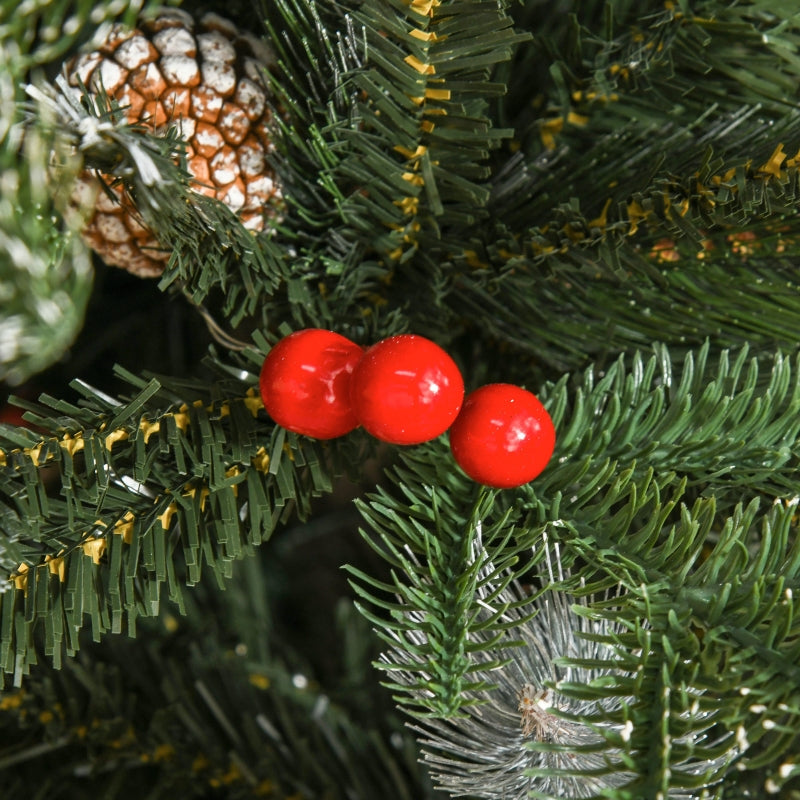 5FT Snow-Dipped Christmas Pencil Tree - Red Berries & White Pinecones